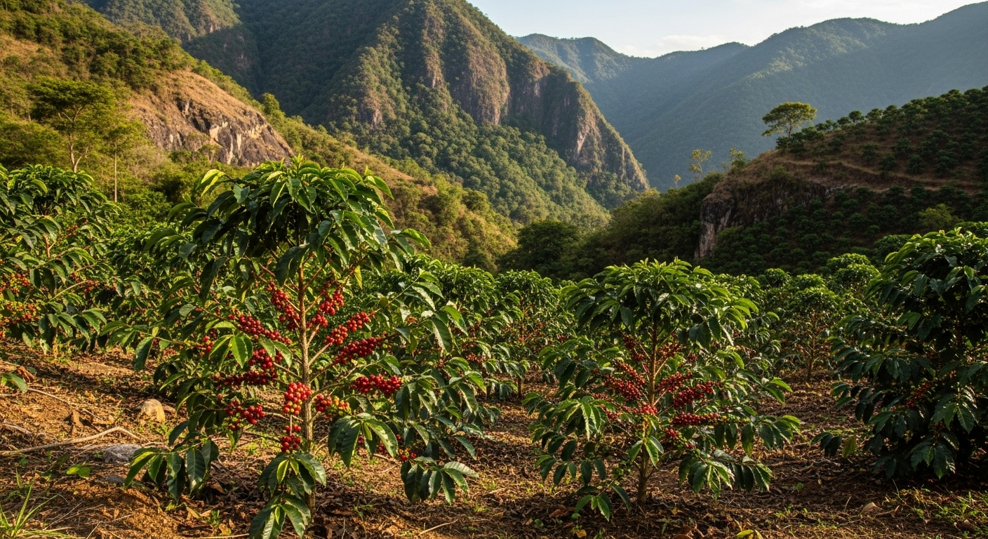 Plantas de café en la finca