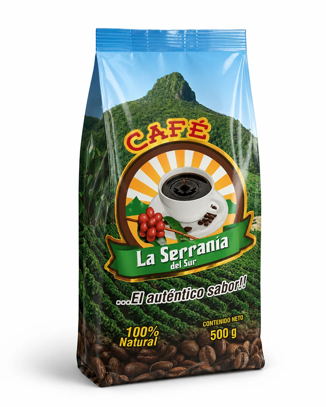 Empaque de Café La Serranía del Sur, Línea Tradicional 500 g